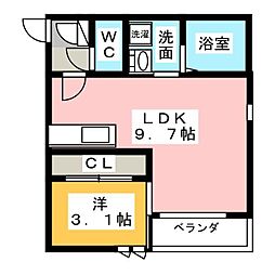 グランティックラムール 1LDKの間取図画像