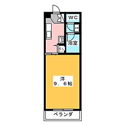 プレシオ2 1Kの間取図画像