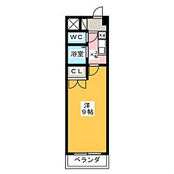 ジュネス藤原 4階1Kの間取り