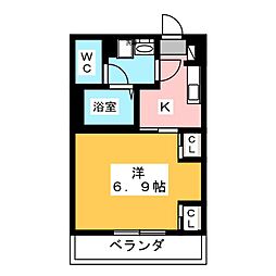 リブリ・自由ヶ丘コート 3階1Kの間取り