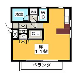 ウェルネス 1Kの間取図画像