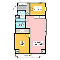リノヴェール本山 2LDKの間取図画像