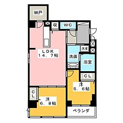 verite覚王山 2LDKの間取図画像
