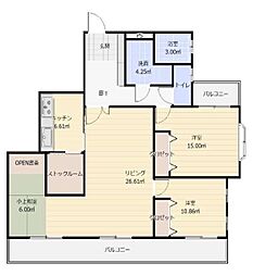グランドメゾン東山元町 3LDKの間取図画像
