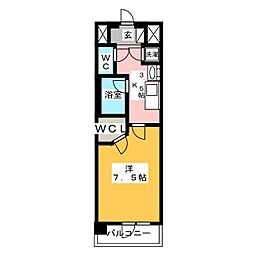ベルファース川原通 1Kの間取図画像