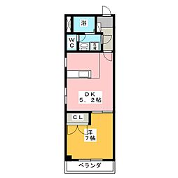 平成ハイツ 1DKの間取図画像