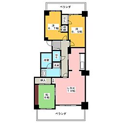 ウェルフォート幸川 3LDKの間取図画像