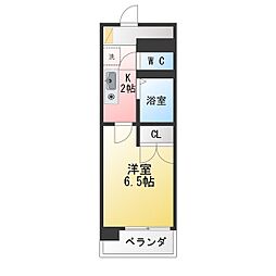 岡地レジデンス月ヶ丘 1Kの間取図画像