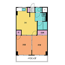 啓周ビル 2DKの間取図画像