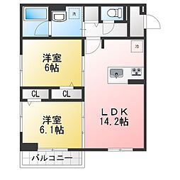 セレスティア唐山町 2LDKの間取図画像