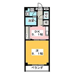 グラヴィティー本山 1DKの間取図画像