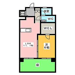 パークサイドクノ 1LDKの間取図画像