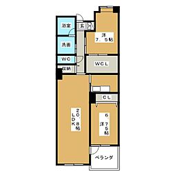 アンソレイエ覚王山 2LDKの間取図画像