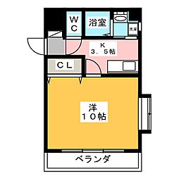シューベルト大島 1Kの間取図画像