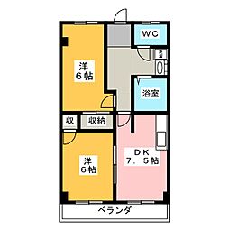 啓周ビル 2DKの間取図画像