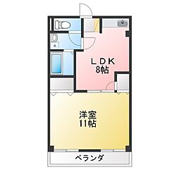 啓周ビル 1LDKの間取図画像