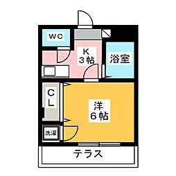 ハイツハックベリー 1Kの間取図画像