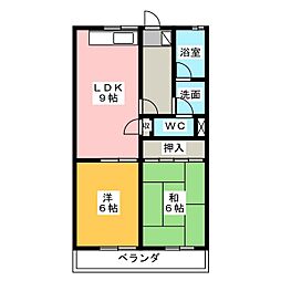 猫洞センタービル 2LDKの間取図画像
