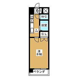 ヒルズ新栄 7階1Kの間取り