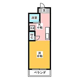 ハウス108筒井 3階1Kの間取り