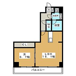 エルミタージュ新栄 8階1LDKの間取り