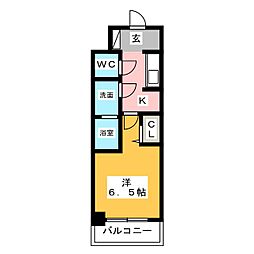 S-RESIDENCE今池駅前 6階1Kの間取り