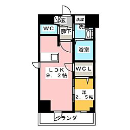 エステムコート名古屋新栄IIアリーナ 12階1DKの間取り