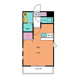 プレサンス新栄デコール 2階ワンルームの間取り