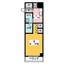 グランルージュ栄II 4階1Kの間取り