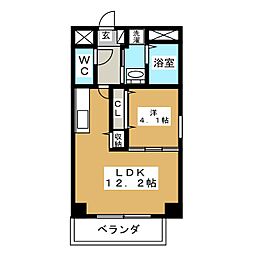 GRANDUKE新栄 12階1LDKの間取り