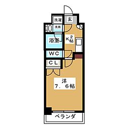 アマーレ葵 1Kの間取図画像