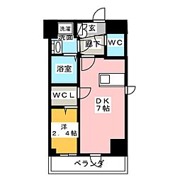 エステムコート名古屋新栄2アリーナ 1DKの間取図画像