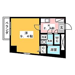 スカイコート葵 1Kの間取図画像