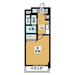 シャトーセルリアン代官町 1Kの間取図画像