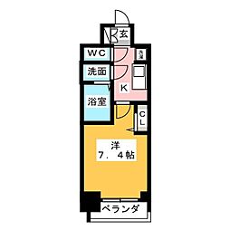 プレサンス桜通ベルノ 1Kの間取図画像