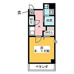 シャルマン新栄 1Kの間取図画像