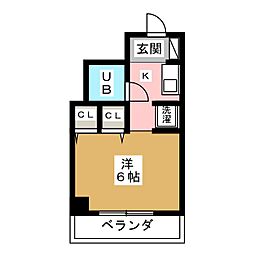 レスパス千種 1Kの間取図画像