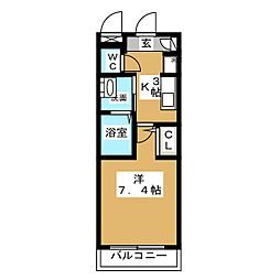 リアライズ代官町 1Kの間取図画像