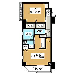 CASSIA車道 1LDKの間取図画像