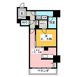 プレミアムコート葵 1LDKの間取図画像