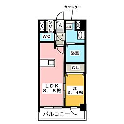 プレサンスTHE新栄 1LDKの間取図画像