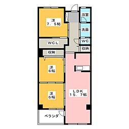 アンソレイエ覚王山 3LDKの間取図画像