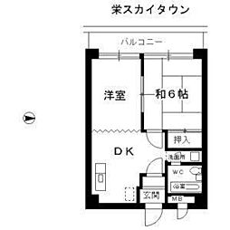 栄スカイタウン 1LDKの間取図画像