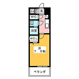 エスリード新栄マルス 1Kの間取図画像
