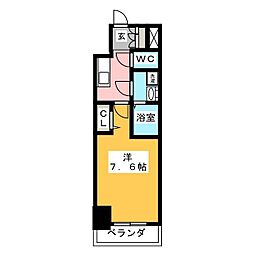 エスリード葵桜通り 1Kの間取図画像