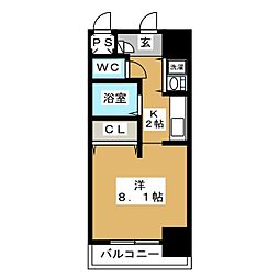 AXIS桜通内山 1Kの間取図画像