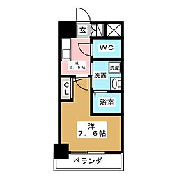 パルティール新栄 1Kの間取図画像