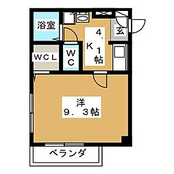 メゾンベール大松 1Kの間取図画像