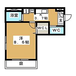 メゾンベール大松 1Kの間取図画像