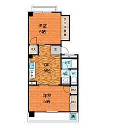 京田レジデンス 2DKの間取図画像